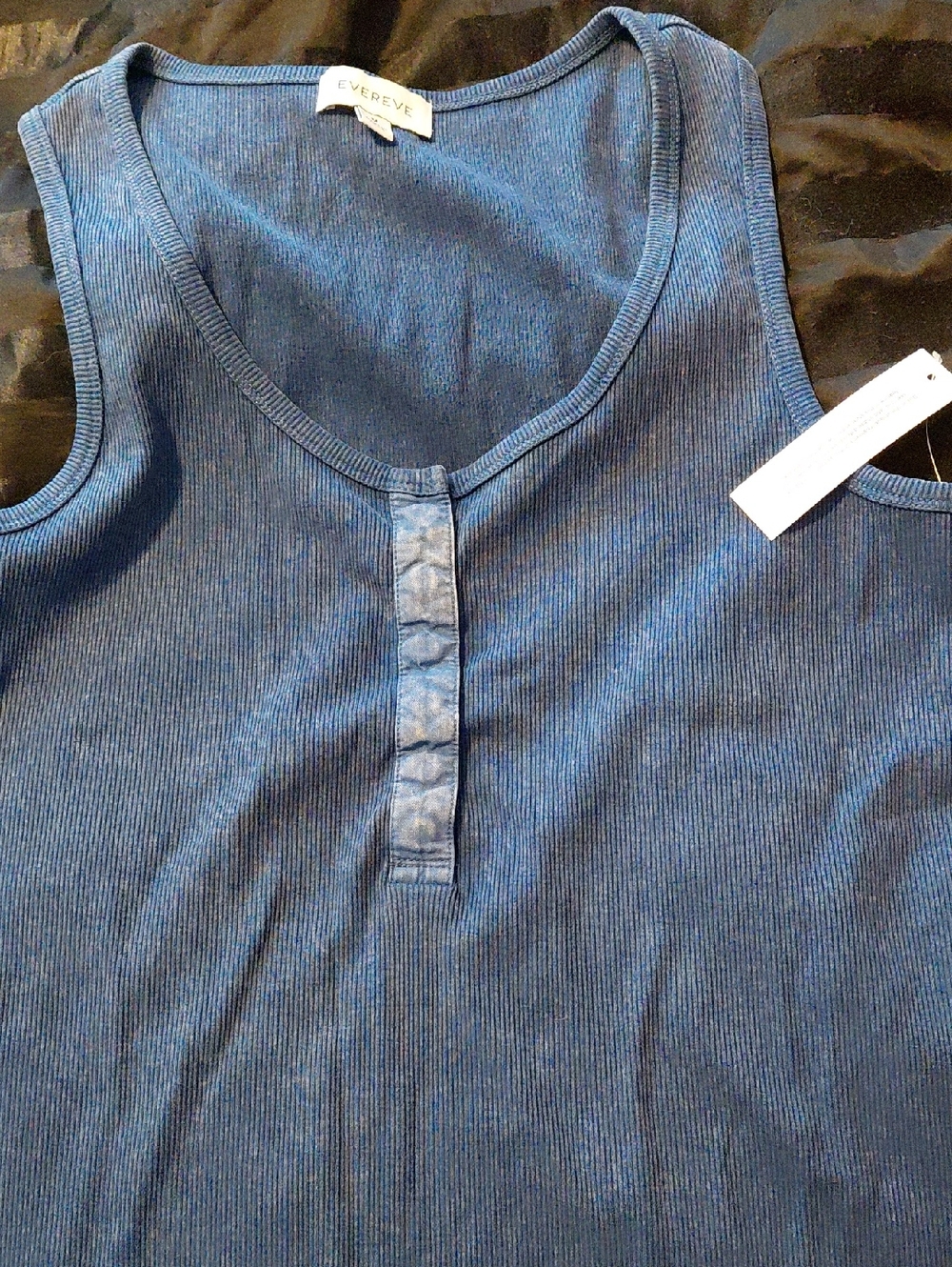 Evereve Navy Ribbed Henley Tank